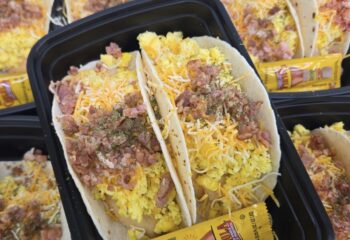 Breakfast Tacos w/ Smashed Potatoes & Diced Bacon