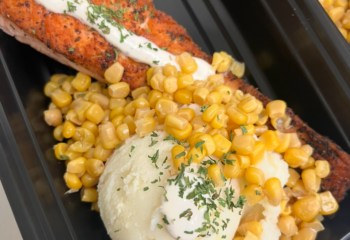 Grilled Wild Caught Salmon w/ Mashed Potatoes, Corn