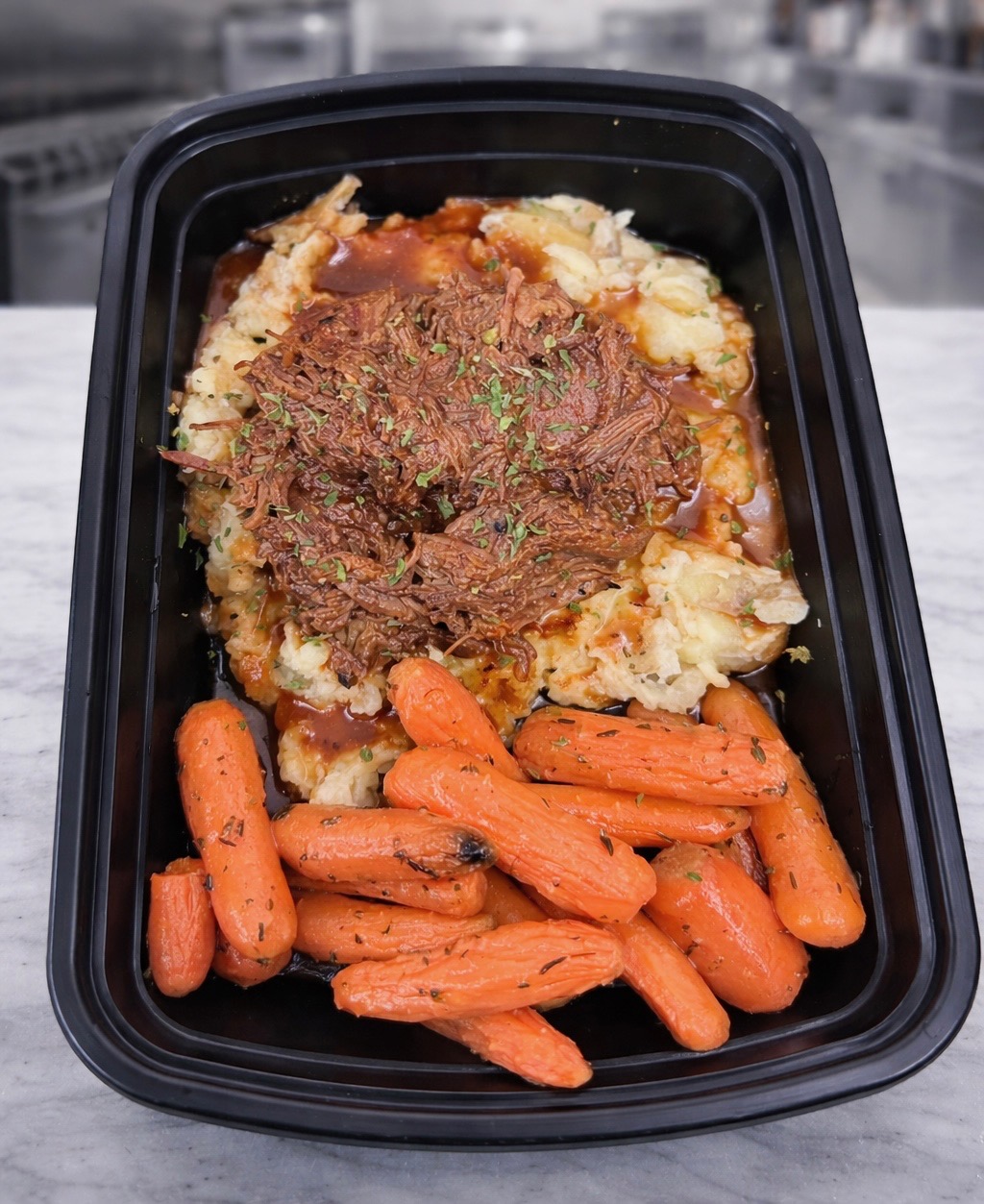 Slow Cooker Pot Roast with Mashed Potatoes & Carrots