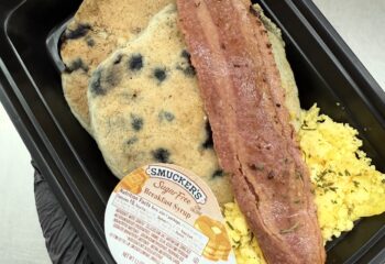 Blueberry Protein Pancakes w/ Egg, Turkey Bacon Blueberry Protein Pancakes w/ Egg, Turkey Bacon