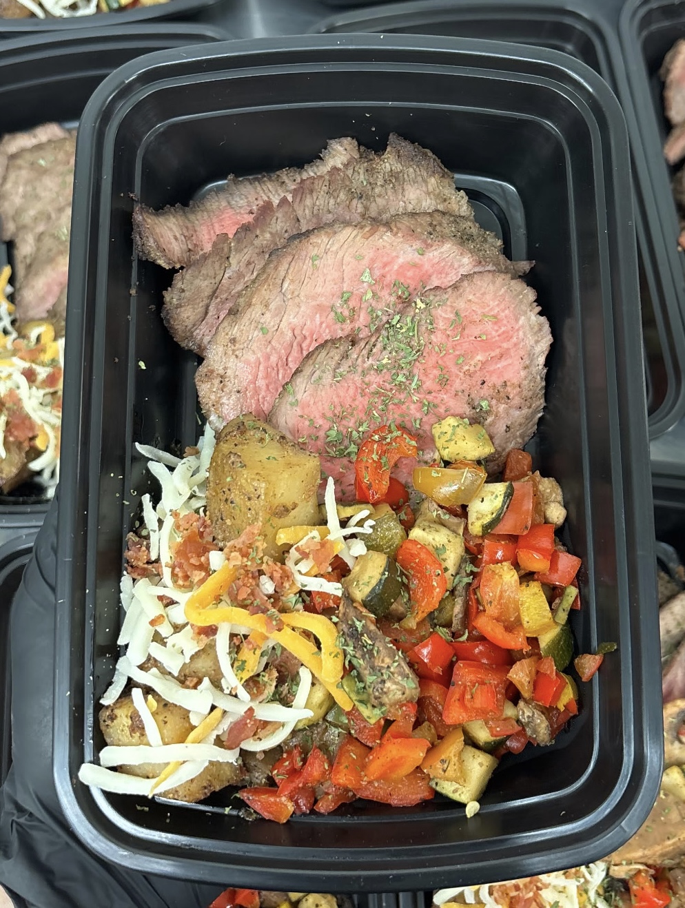 Top Sirloin Steak W/ Loaded Baked Potato & Mixed Grilled Veggies