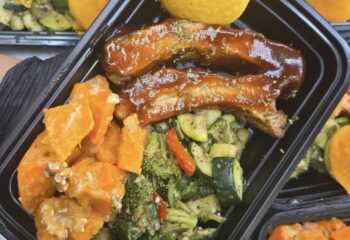 Pork Ribs W/  Sweet Potato Casserole & Mixed Veggies